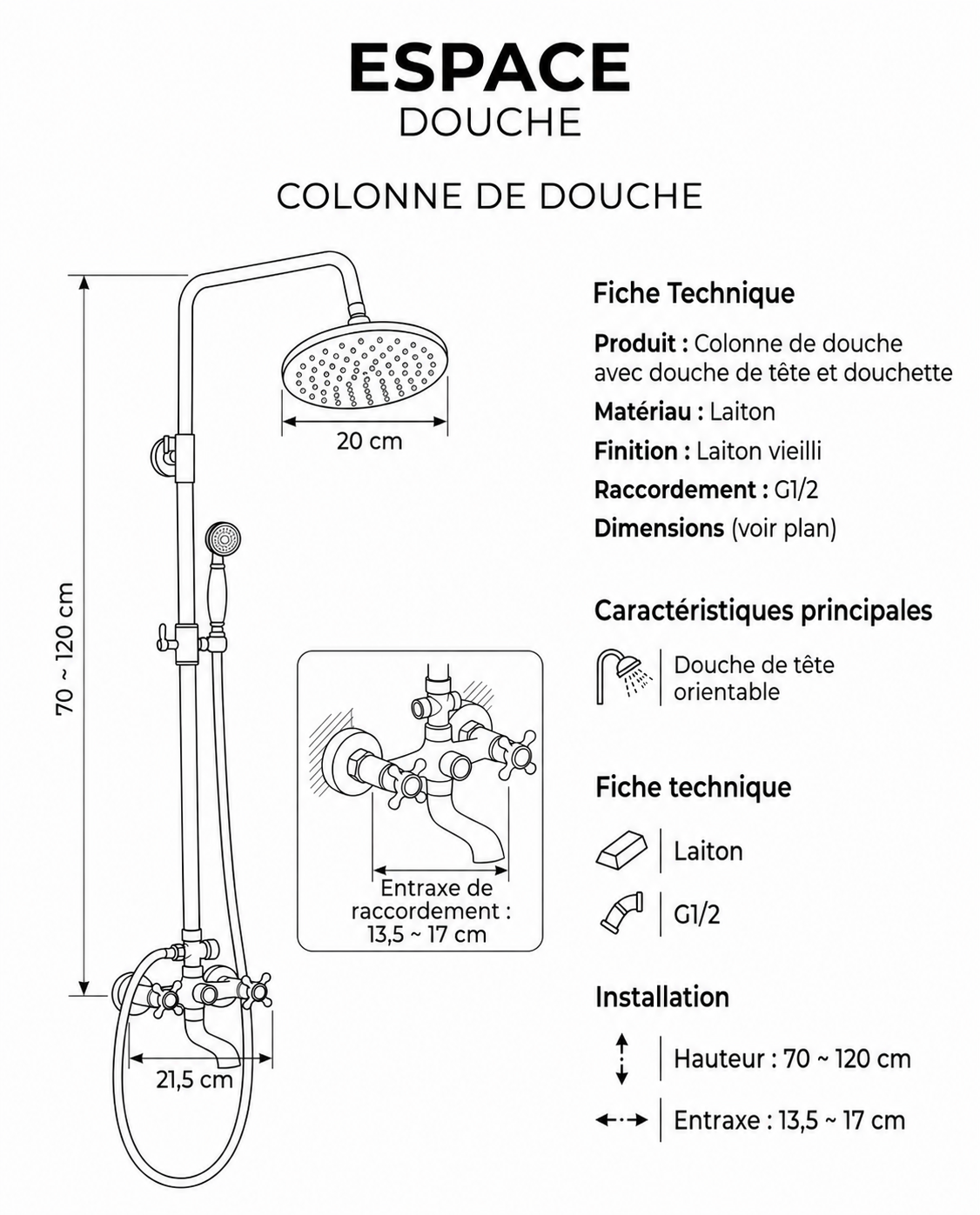 Colonne de douche retor Mila or