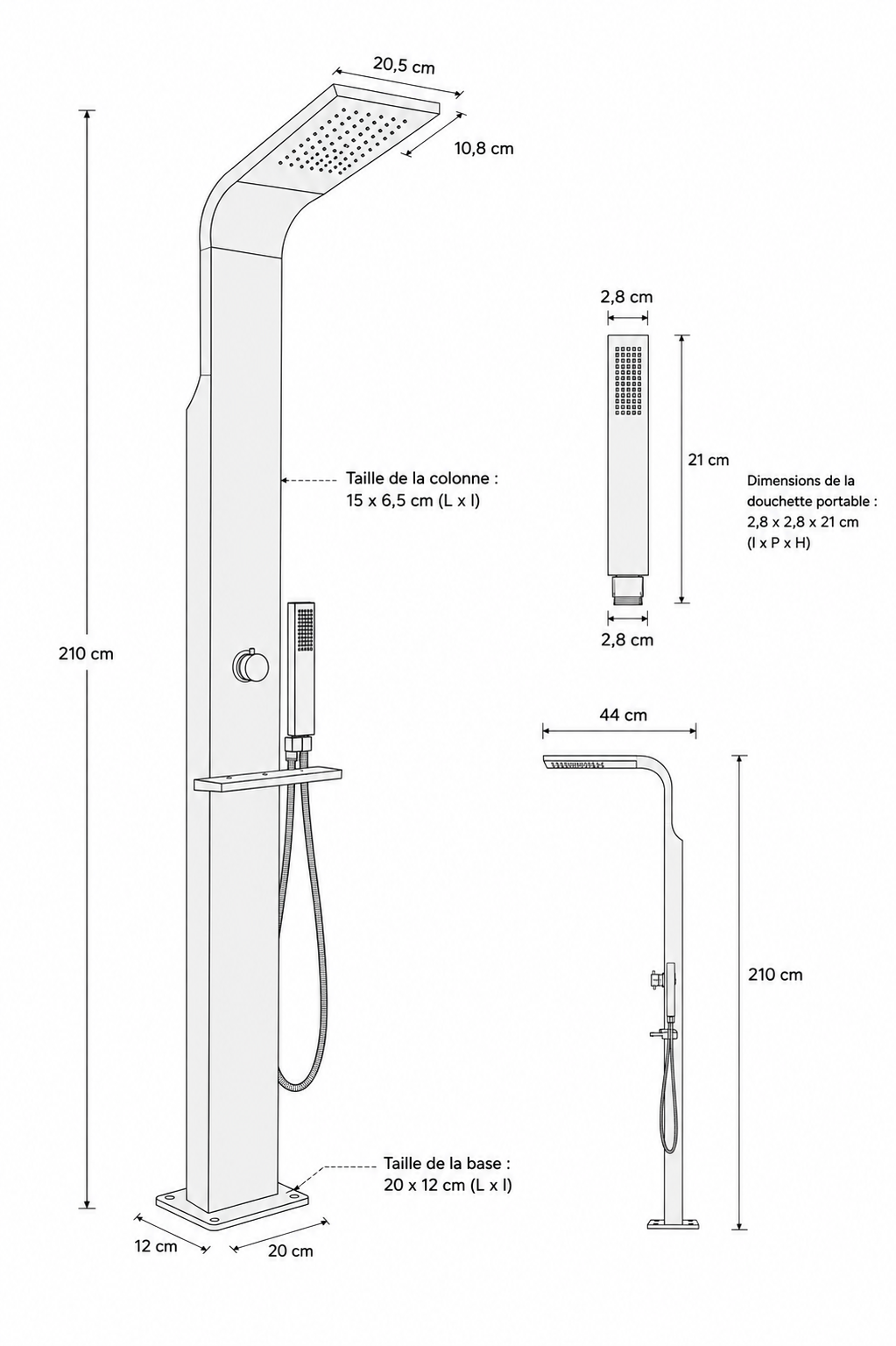 Douche extérieure Ilan inox incurvée