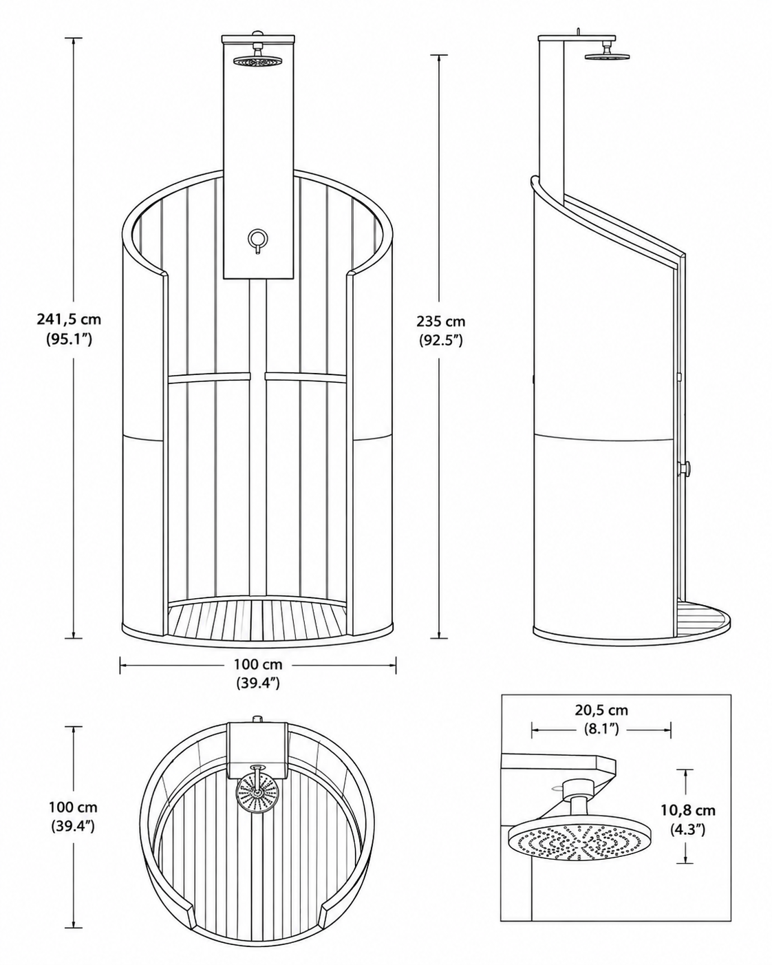 Douche extérieure noire en poly rotin