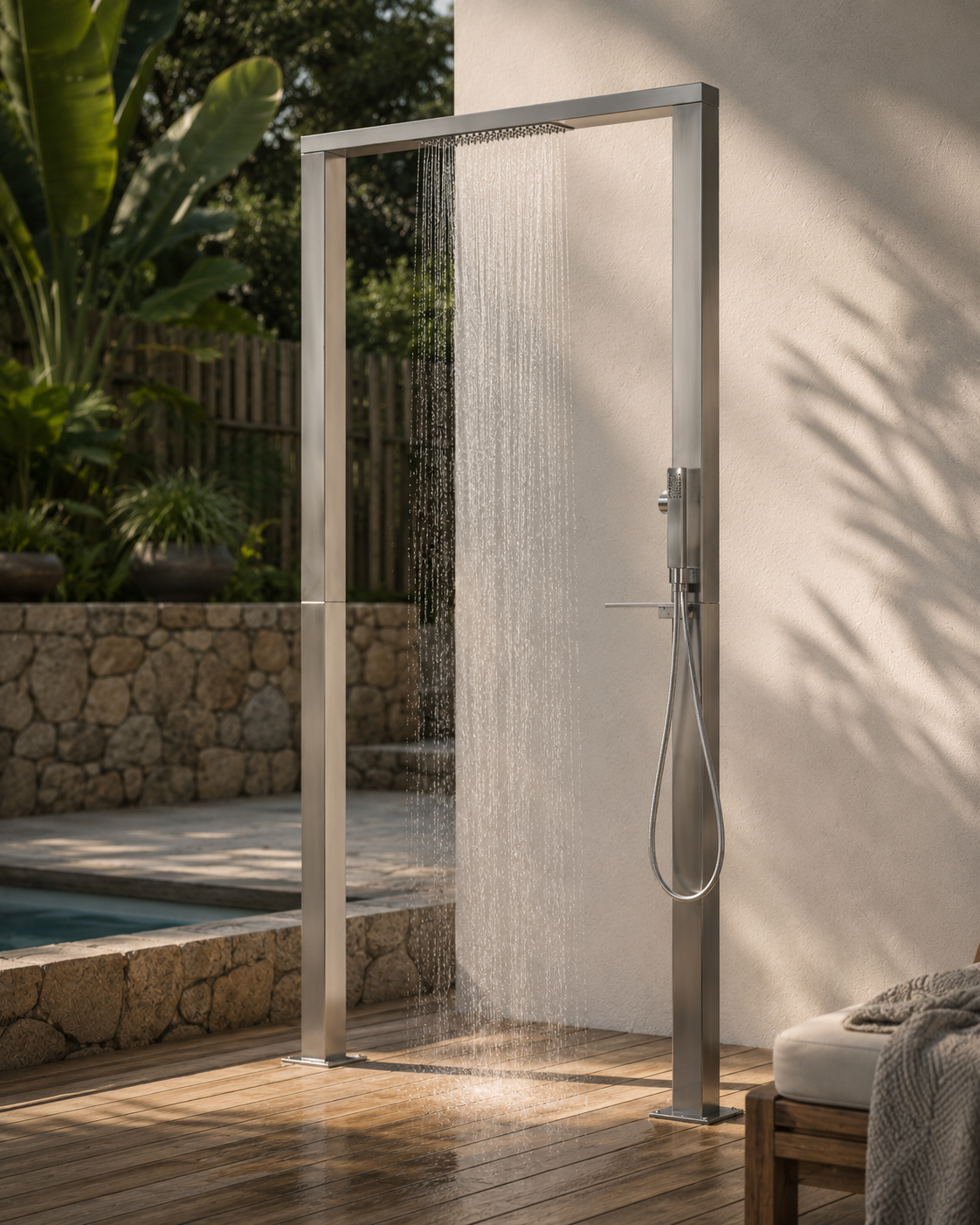 Douche extérieure Rayan double jet inox