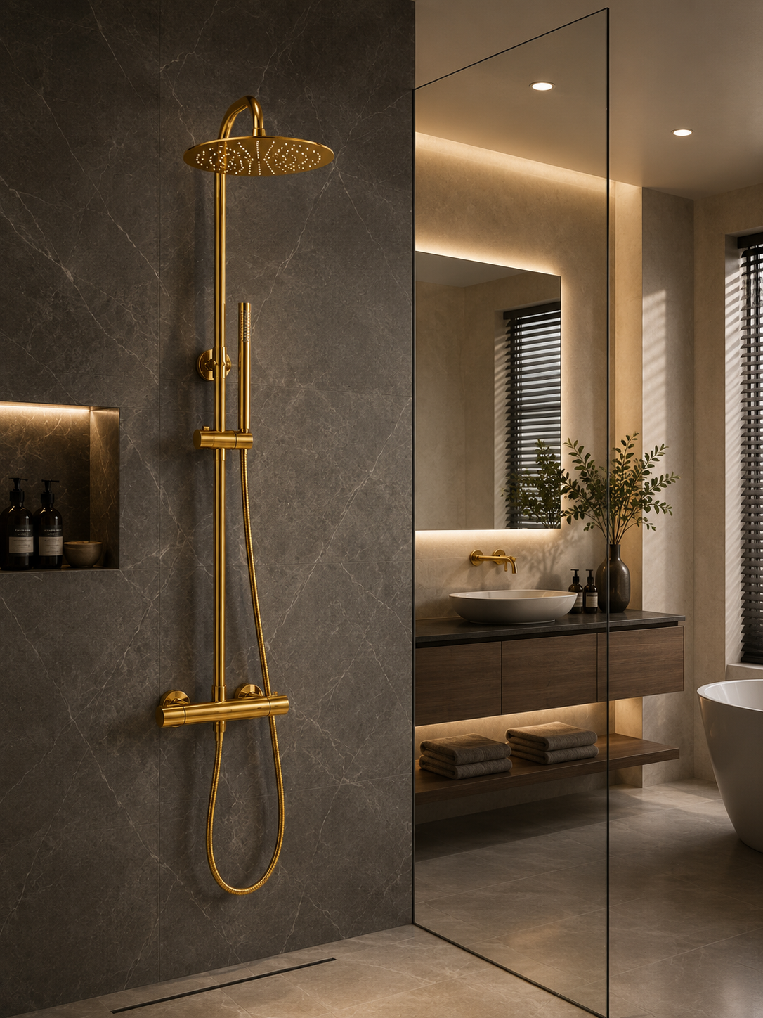 Colonne de douche thermostatique Amara or