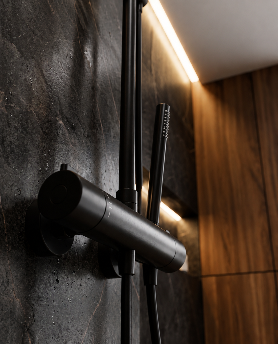 Colonne de douche thermostatique Amara noir mat