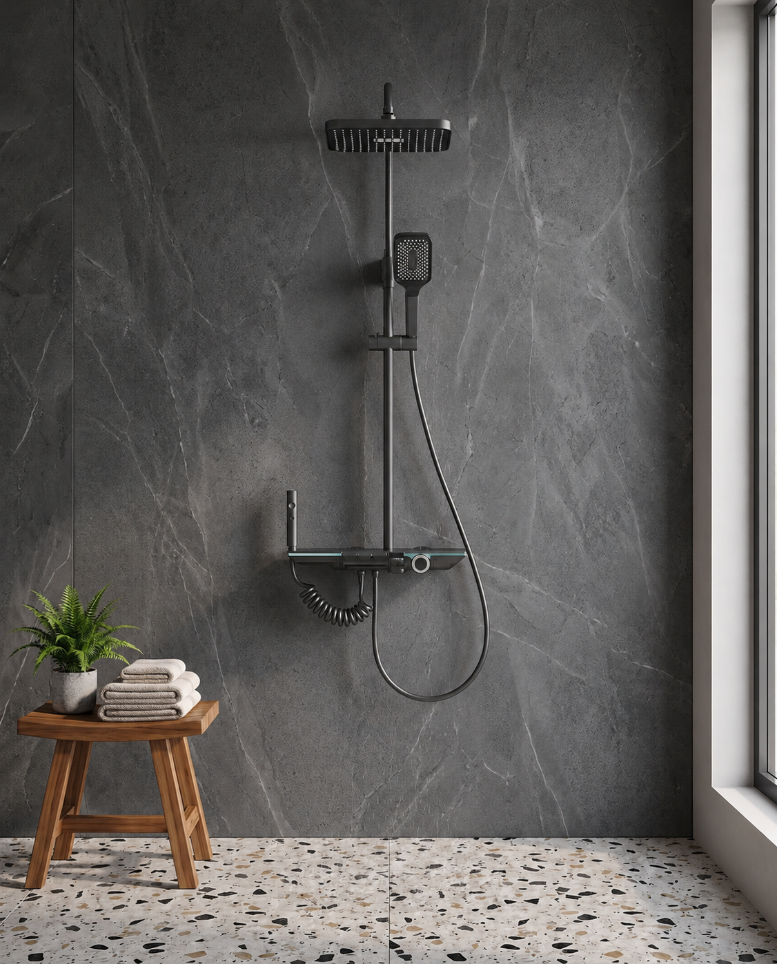 Colonne de douche thermostatique Evara Gris