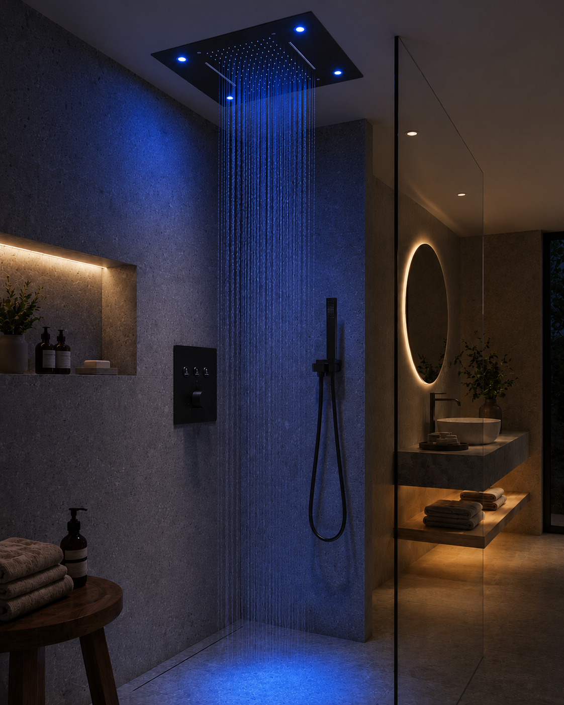 Colonne de douche Thermostatique Encastrée noir mat
