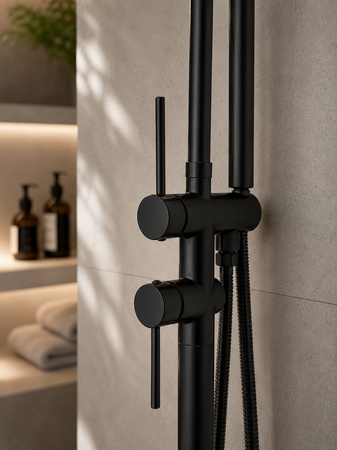 Colonne de douche baignoire Aylin noir mat