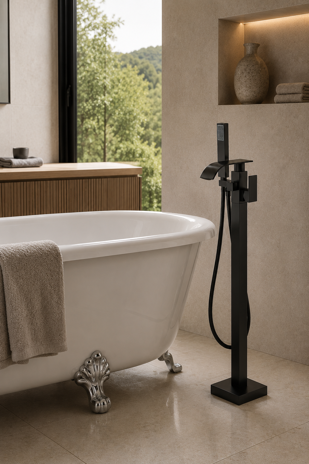 Colonne de douche baignoire Rhea noir mat