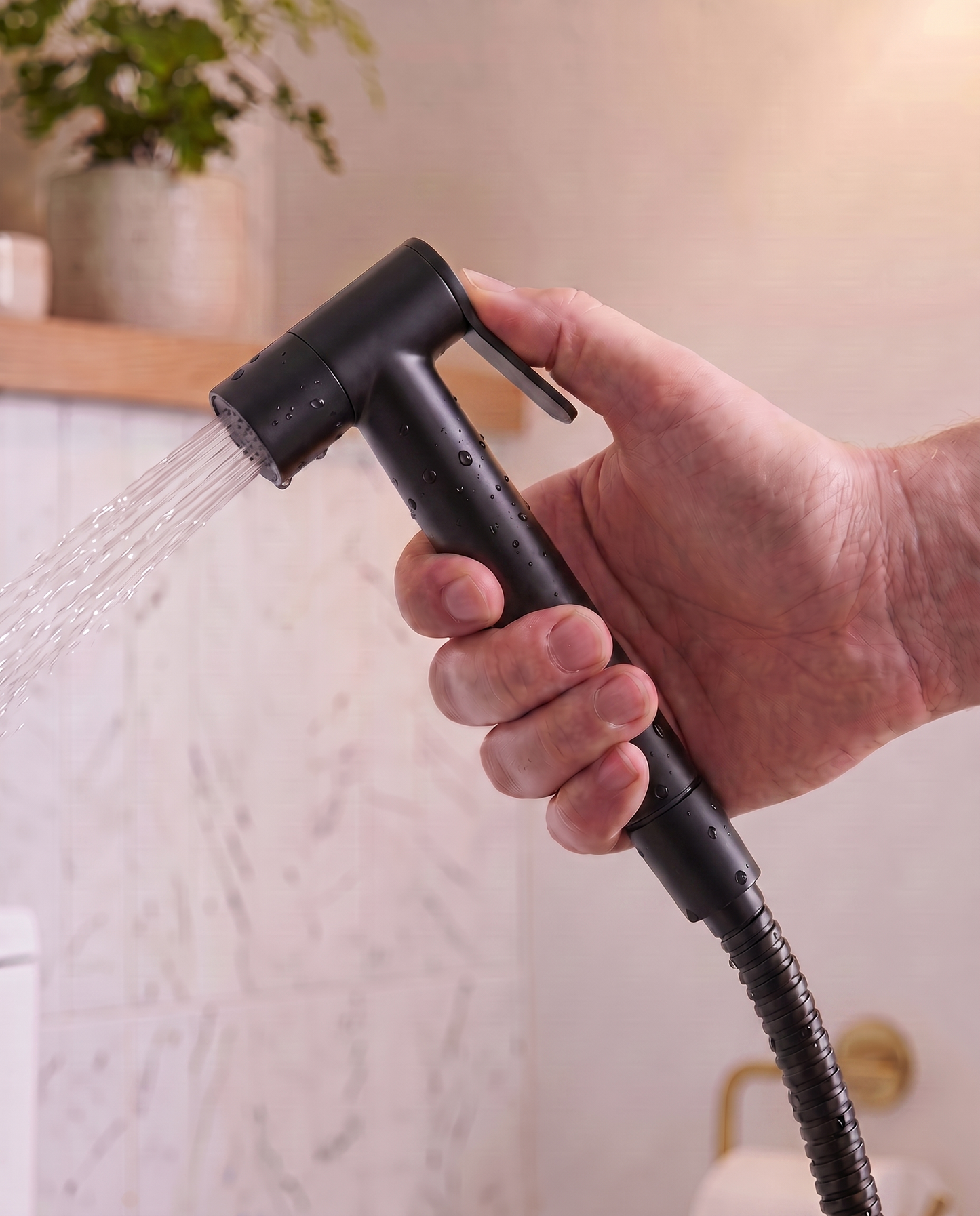 Douchette hygienique poussoir noir mate