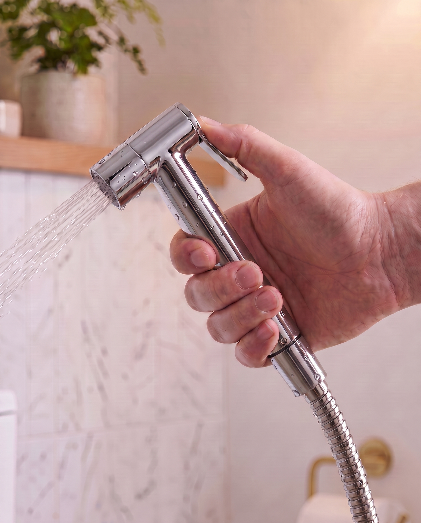 Douchette hygiénique poussoir chromée