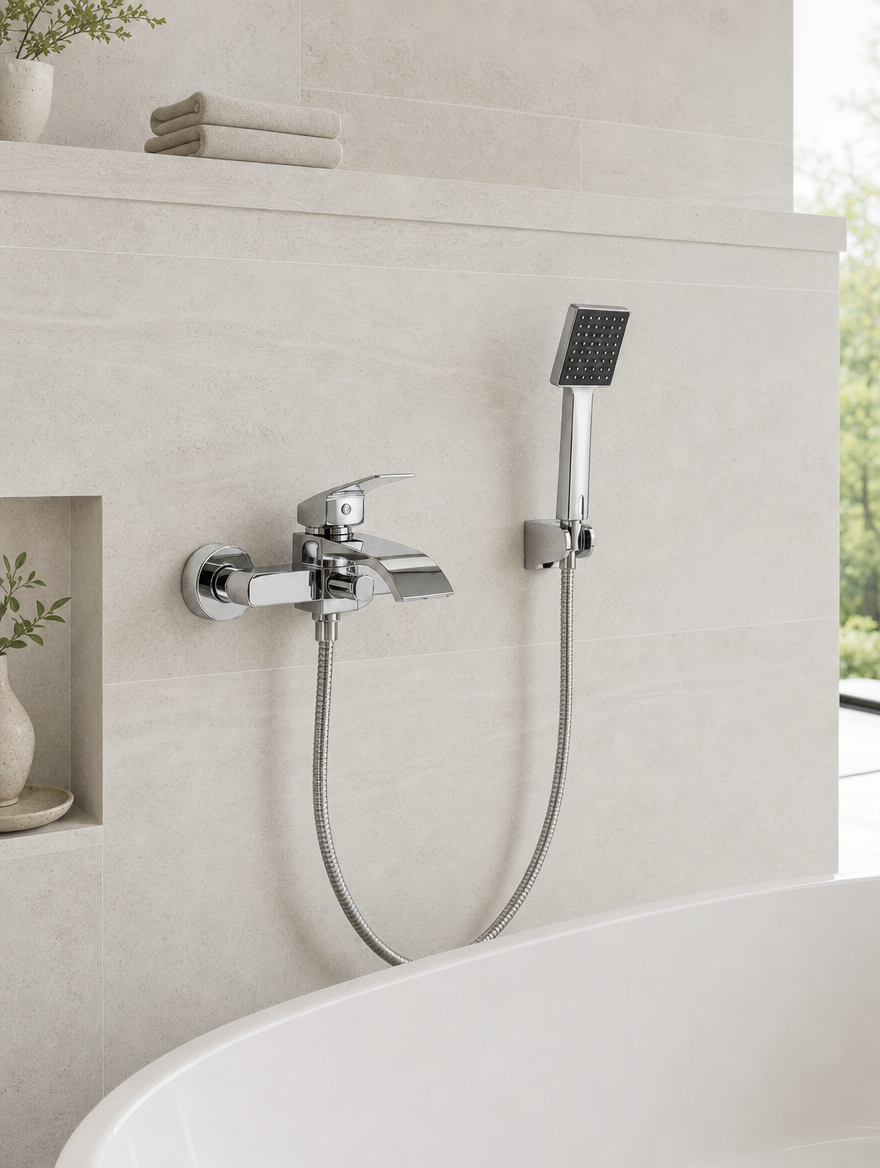 Colonne de douche baignoire Sami chrome - ambiance claire