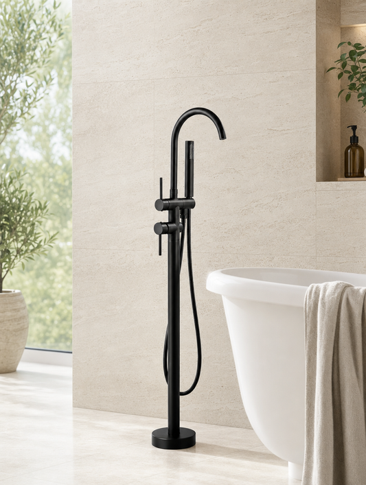 Colonne de douche baignoire Aylin noir mat - ambiance claire