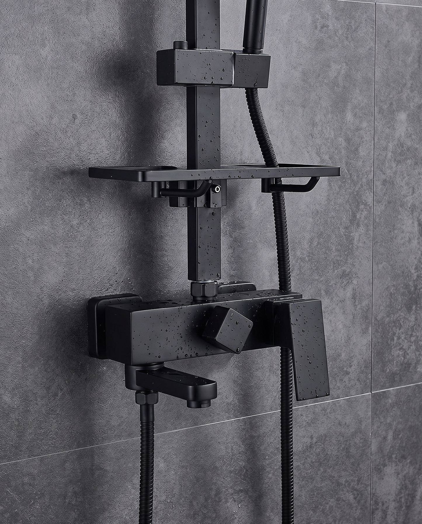 Colonne de douche avec mitigeur et robinet noir mat