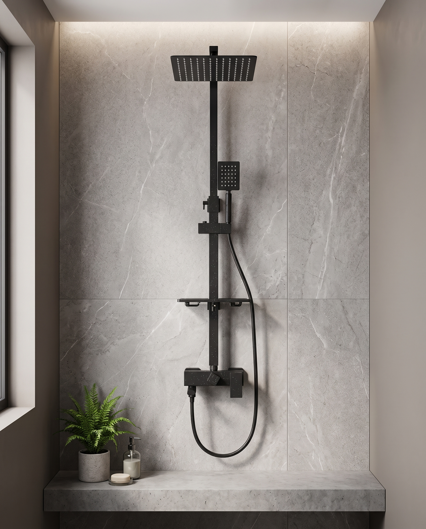Colonne de douche avec mitigeur et robinet noir mat