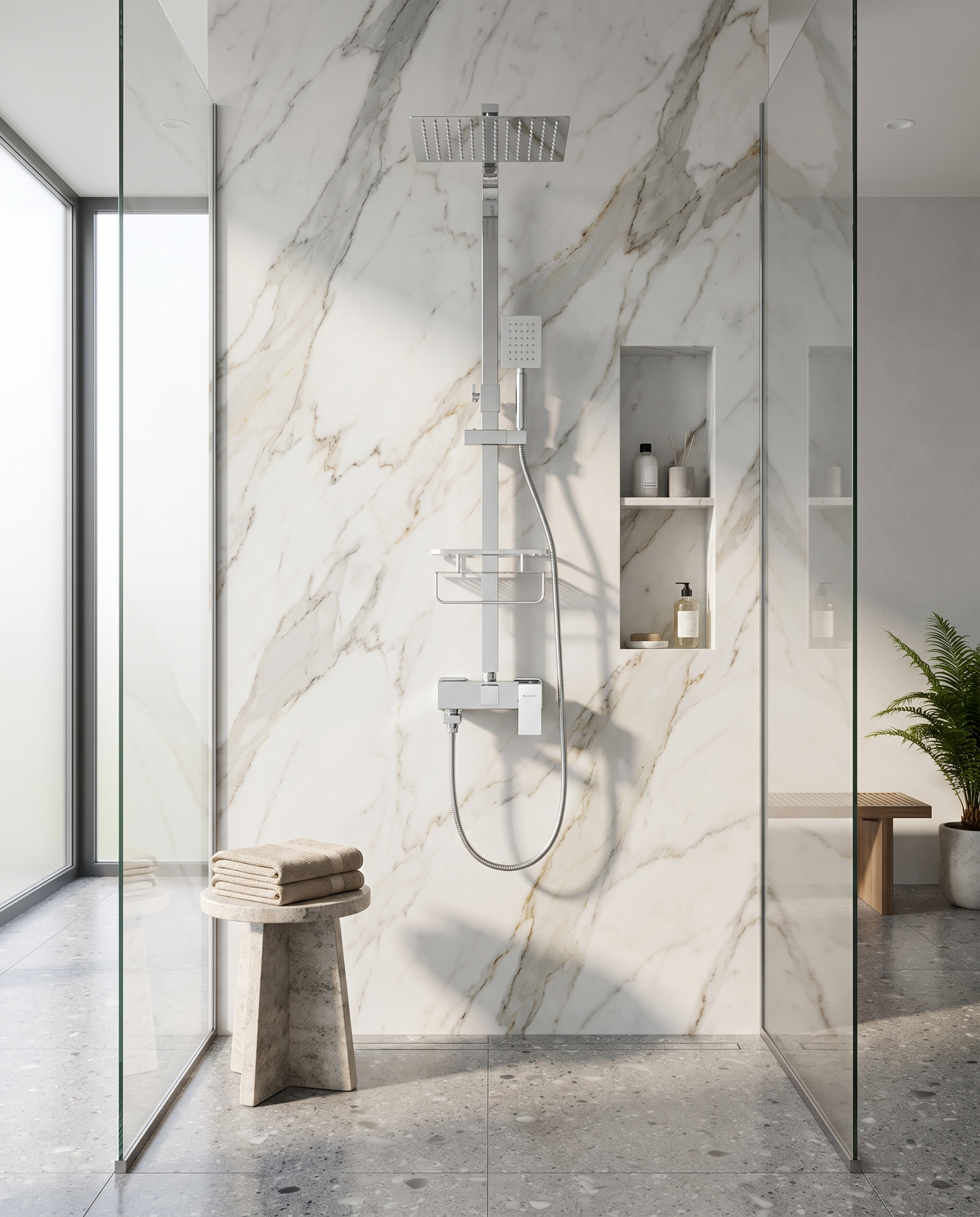 Colonne de douche avec mitigeur et robinet chrome