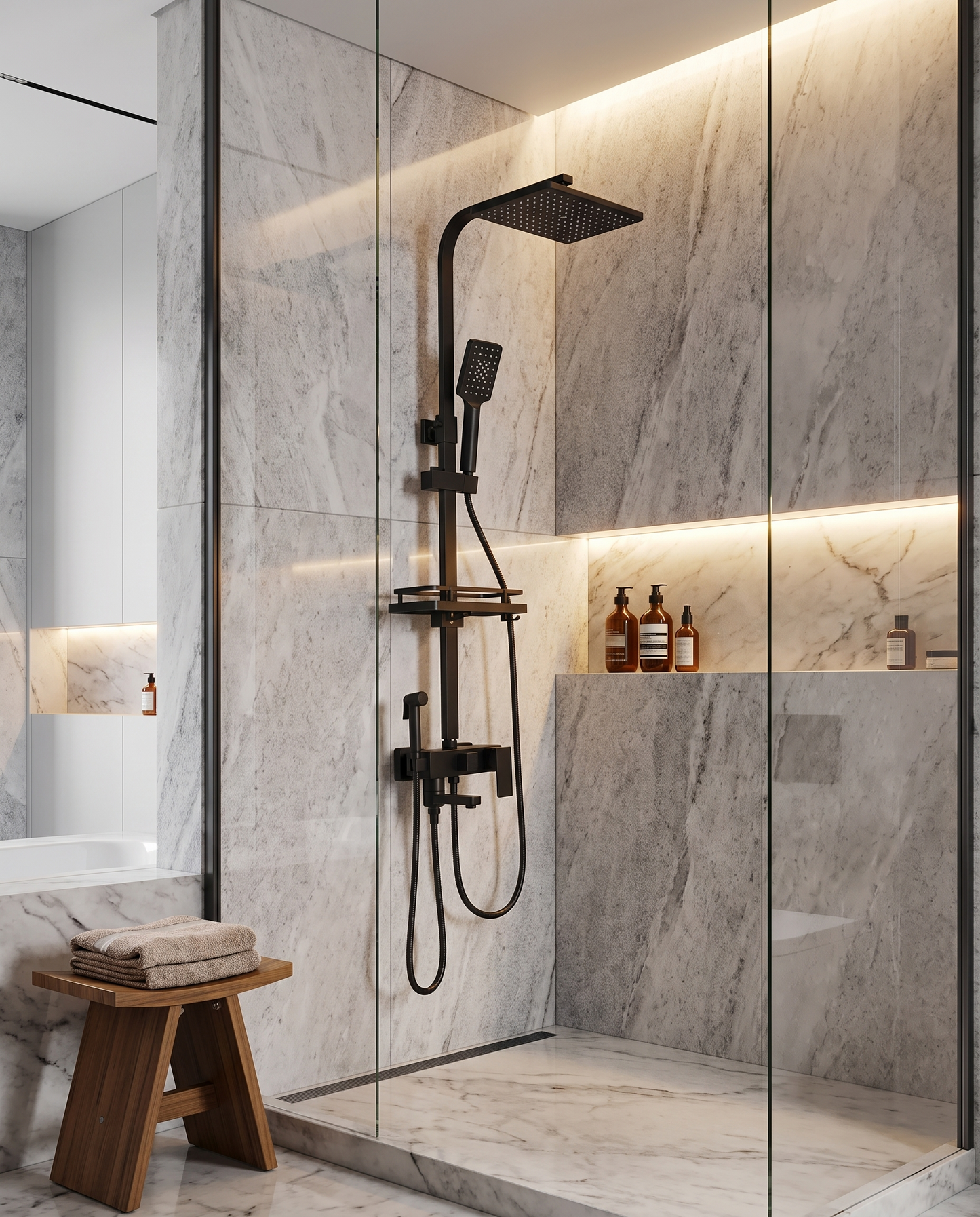 Colonne de douche avec mitigeur et douchette noir mat