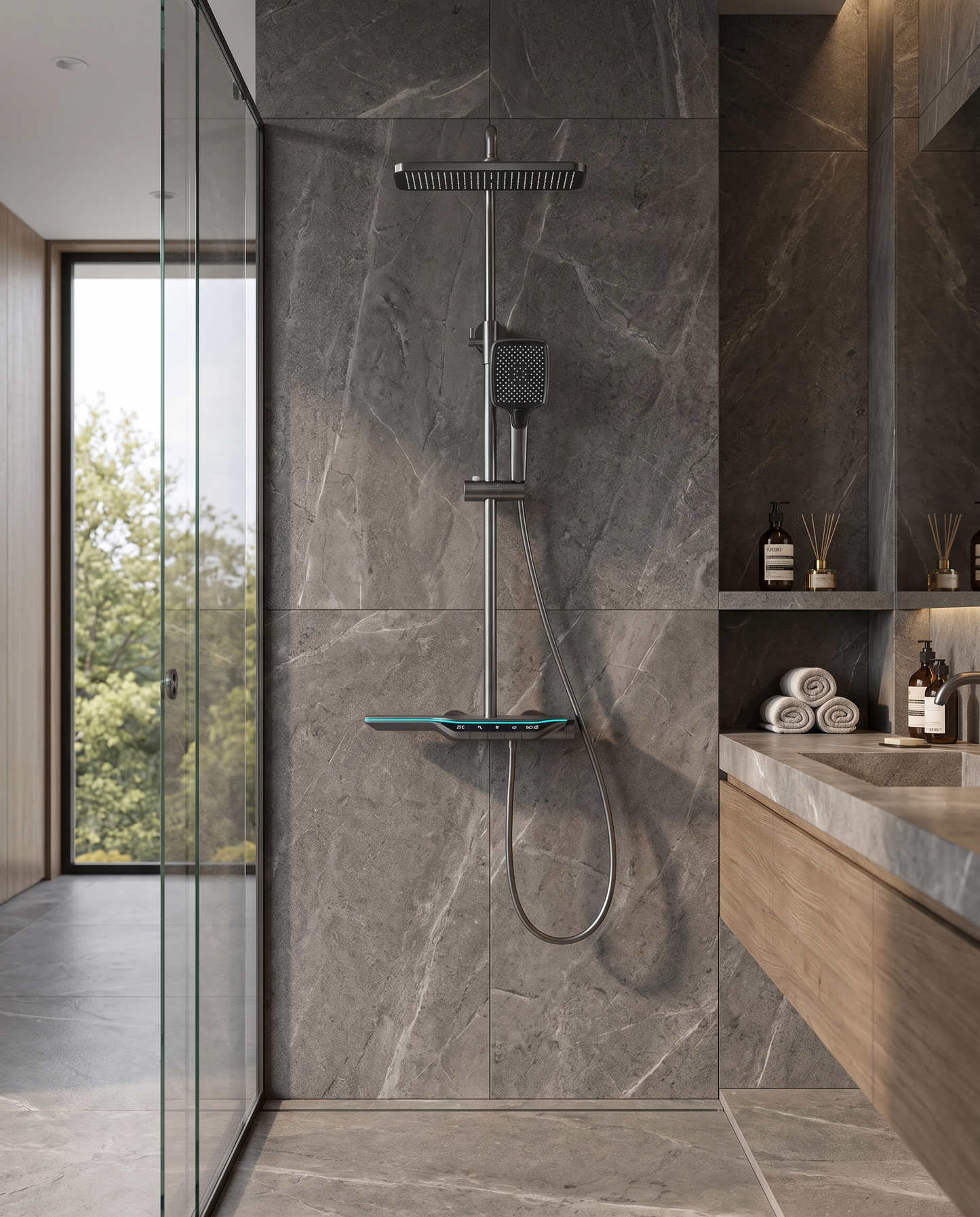 Colonne de douche thermostatique Elara gris