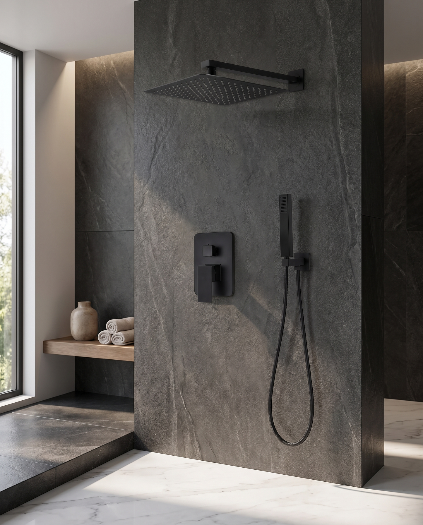 Colonne de douche encastrable noir mat