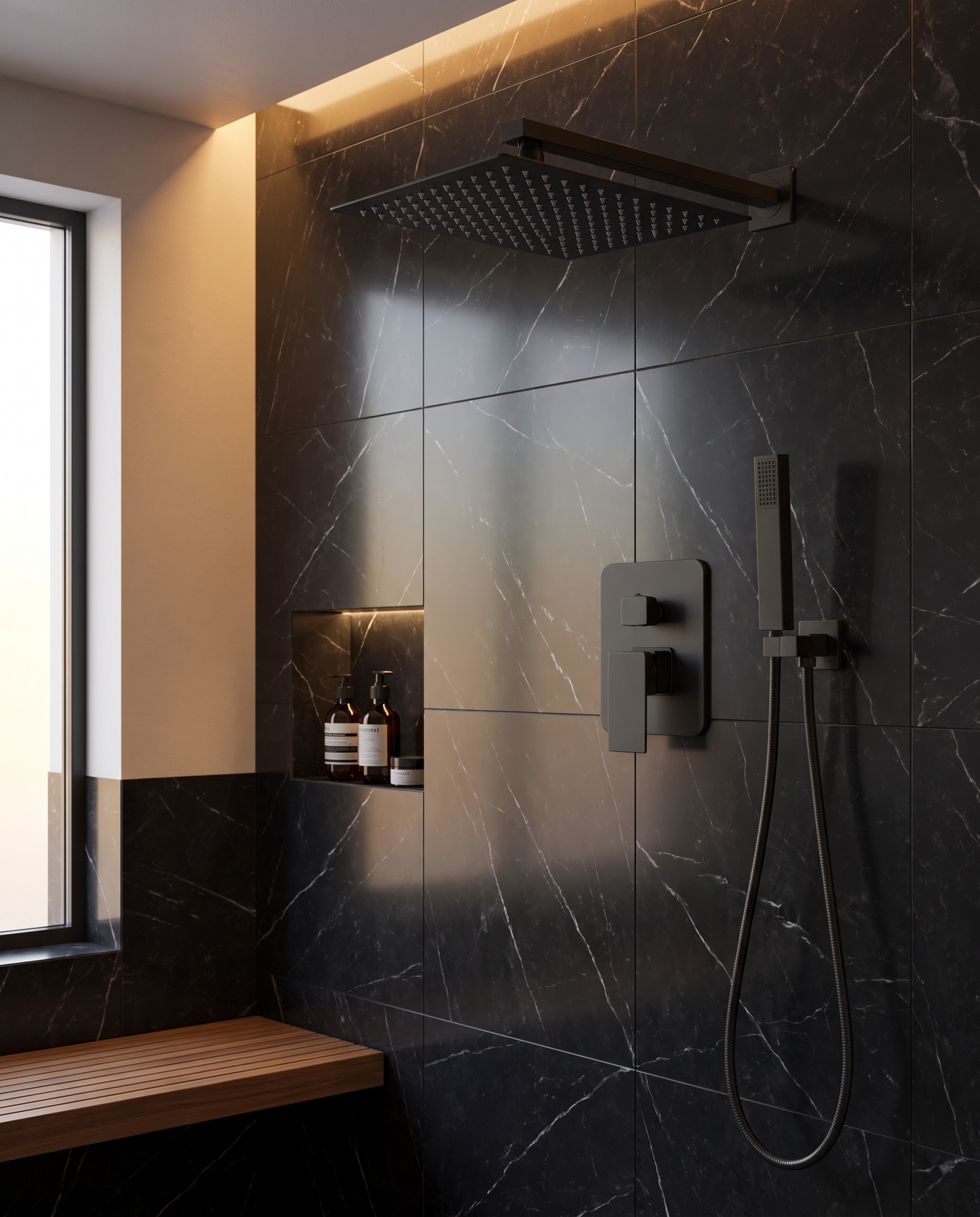 Colonne de douche encastrable noir mat