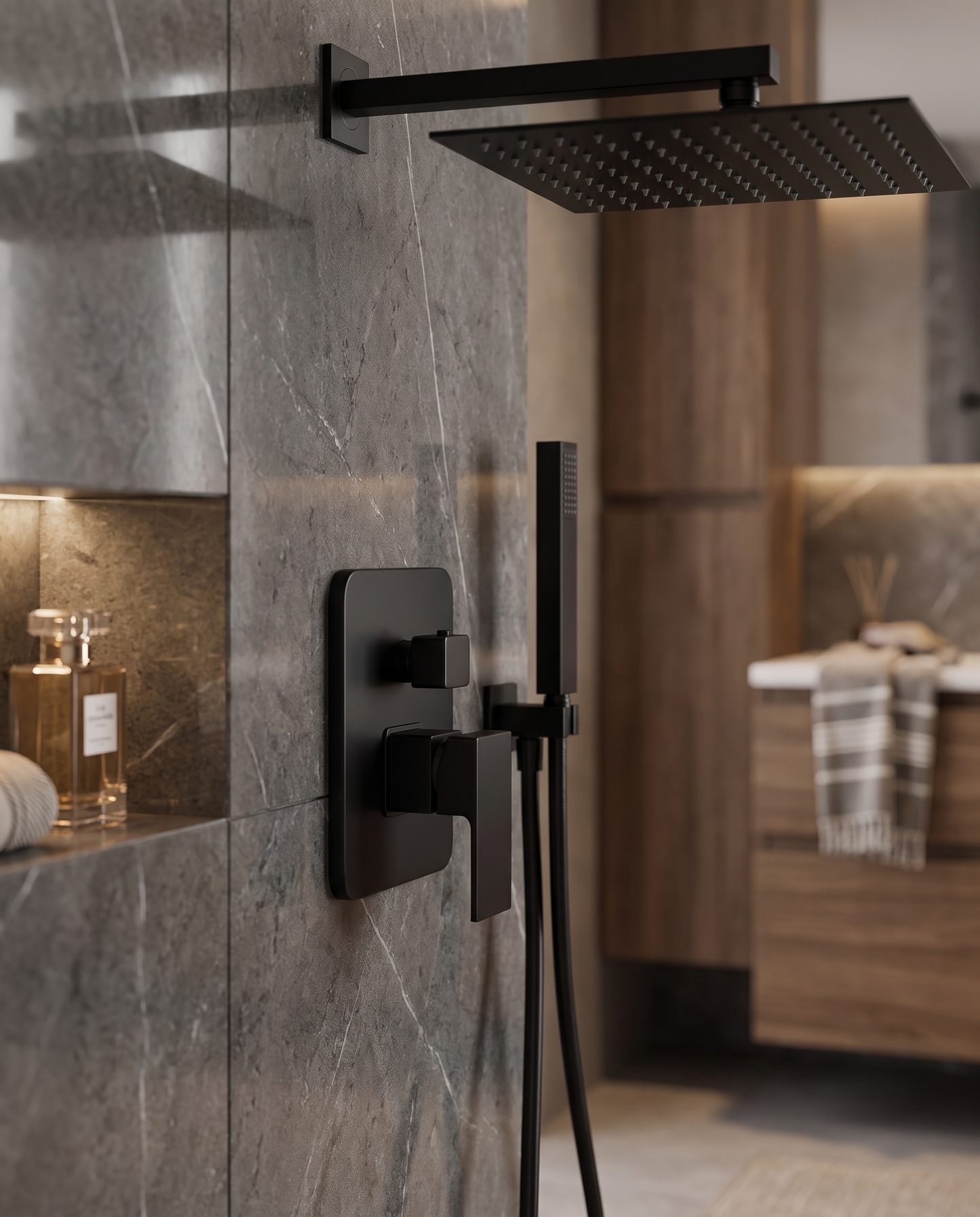 Colonne de douche encastrable noir mat