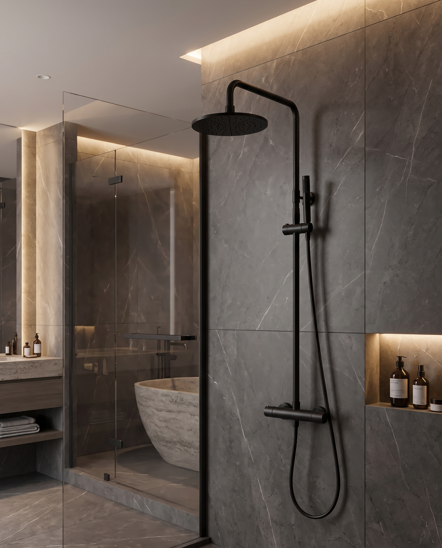 Colonne de douche thermostatique Amara noir mat
