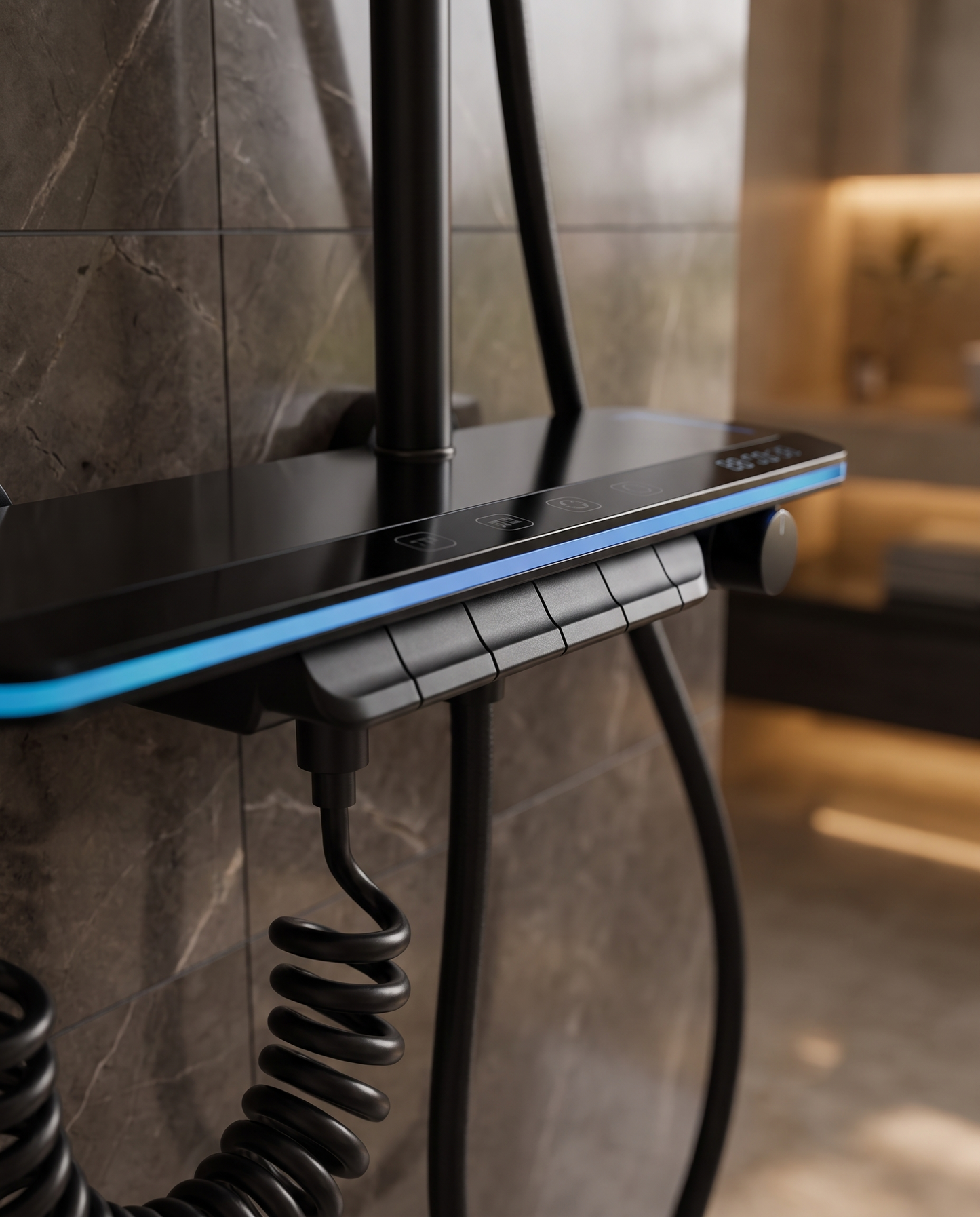 Colonne de douche thermostatique Elara noir mat