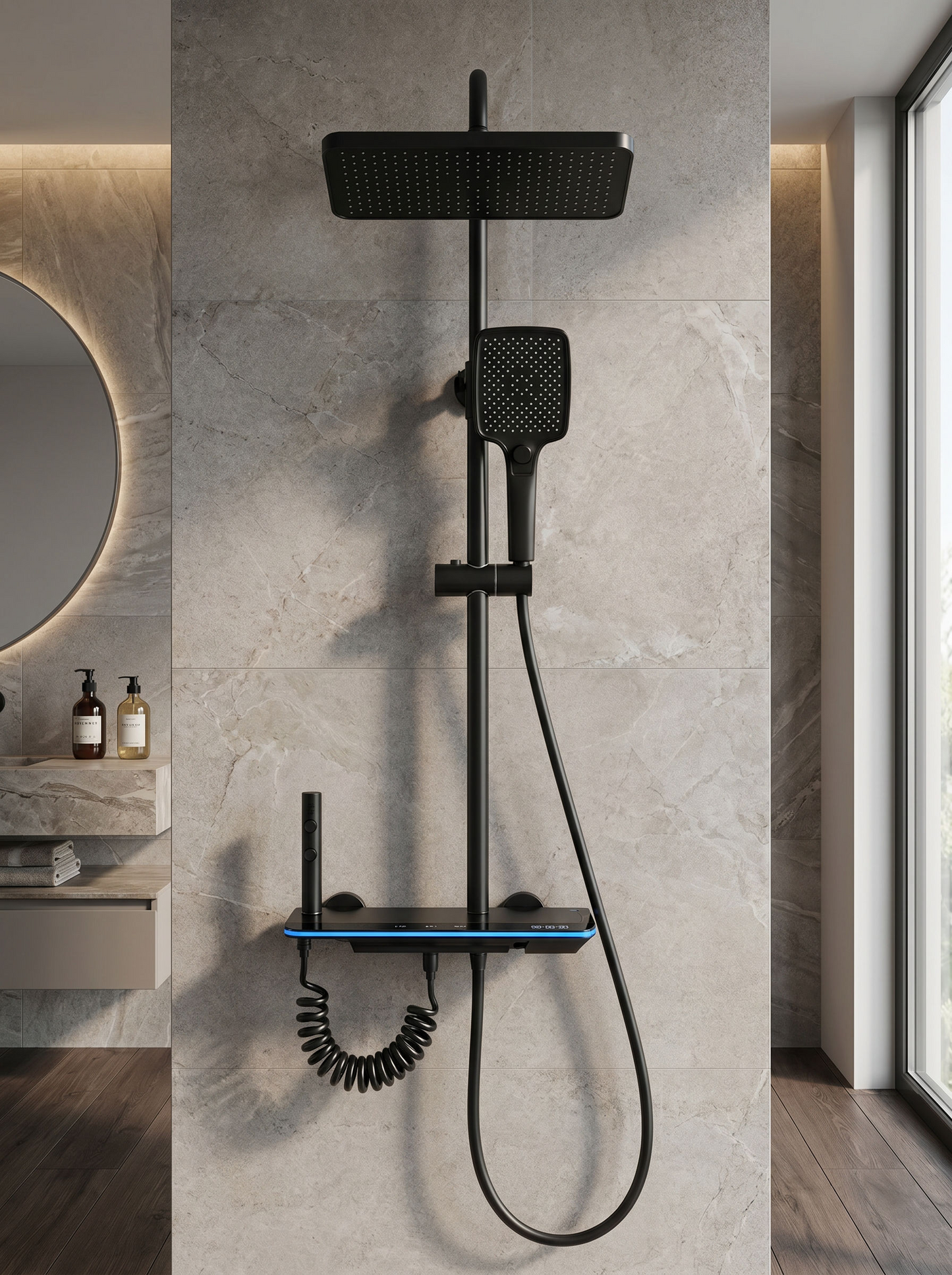 Colonne de douche thermostatique Elara noir mat