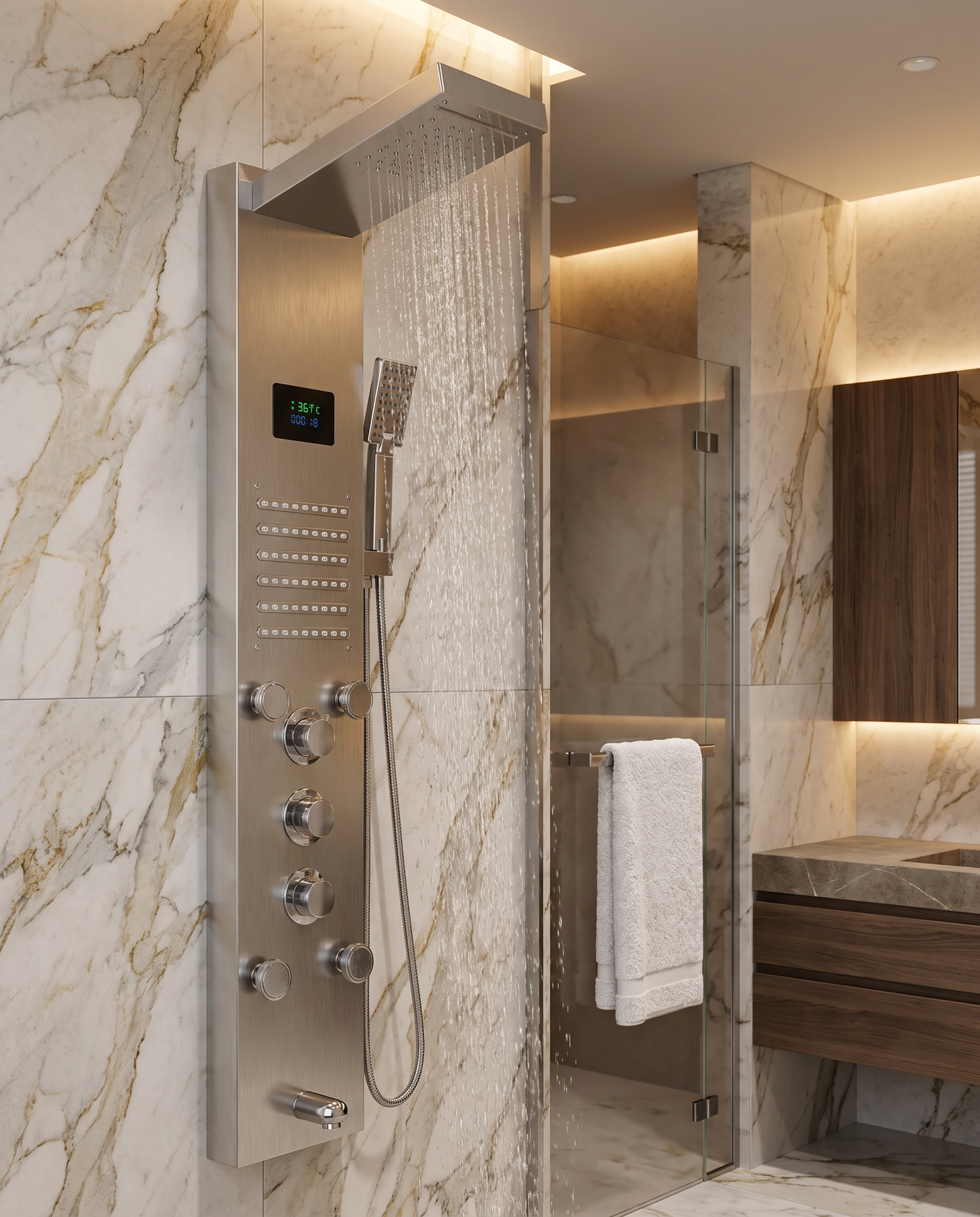 Colonne de douche hydromassante Wren nickel