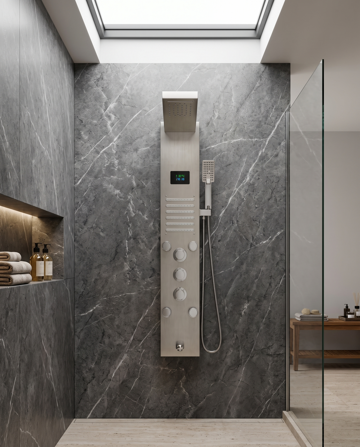 Colonne de douche hydromassante Wren nickel