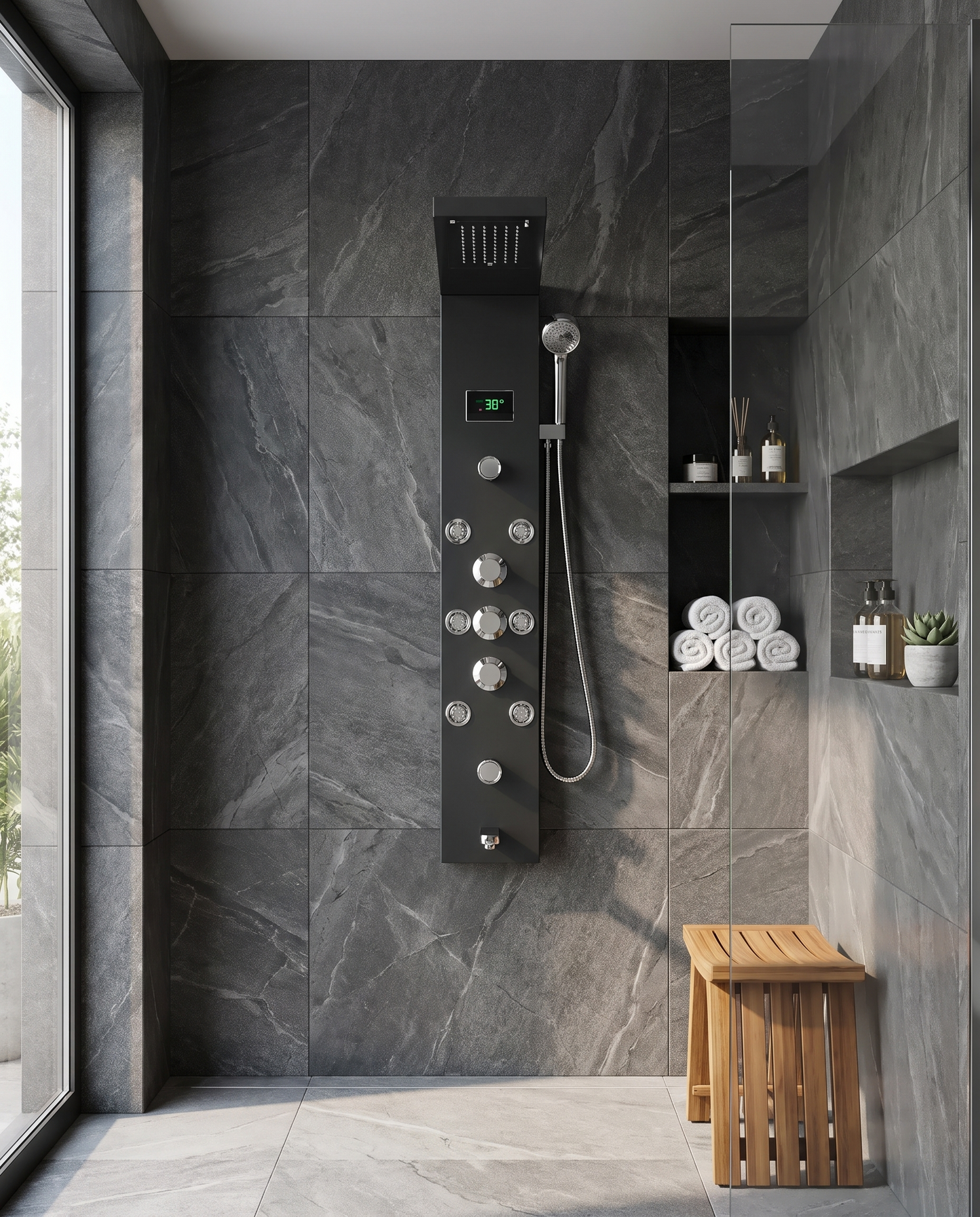 Colonne de douche hydromassante Wren noir