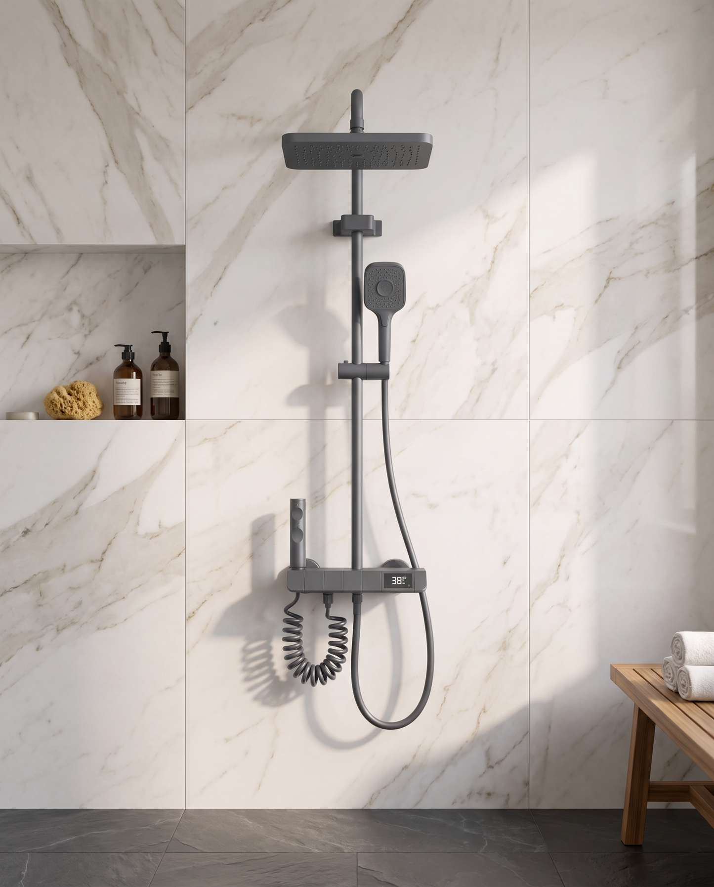 Colonne de douche avec mitigeur Iris Gris