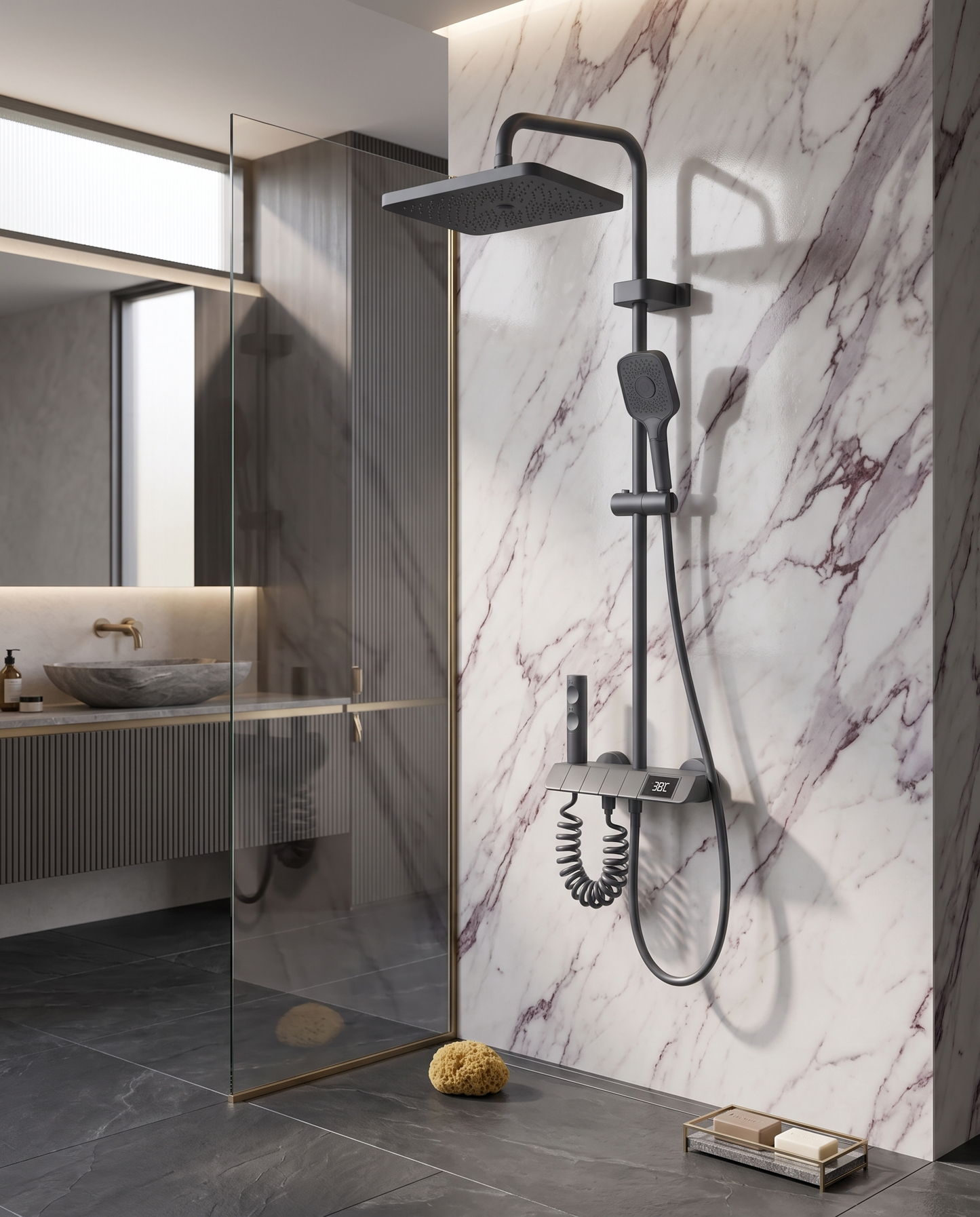 Colonne de douche avec mitigeur Iris Gris