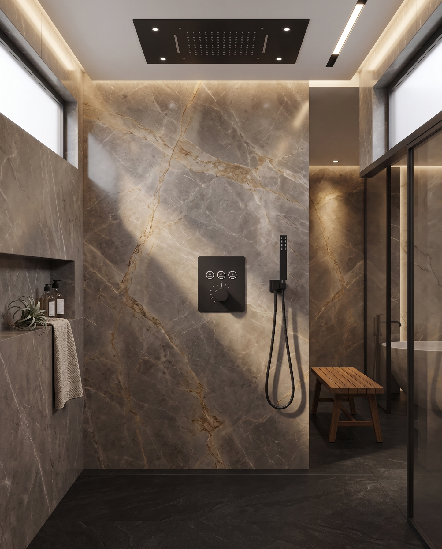 Colonne de douche Thermostatique Encastrée noir mat