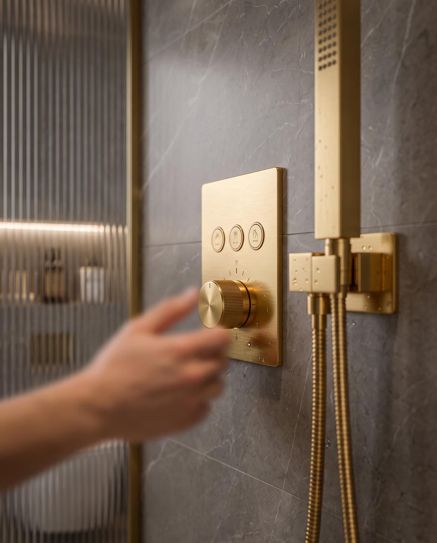 Colonne de douche Thermostatique Encastrée Or