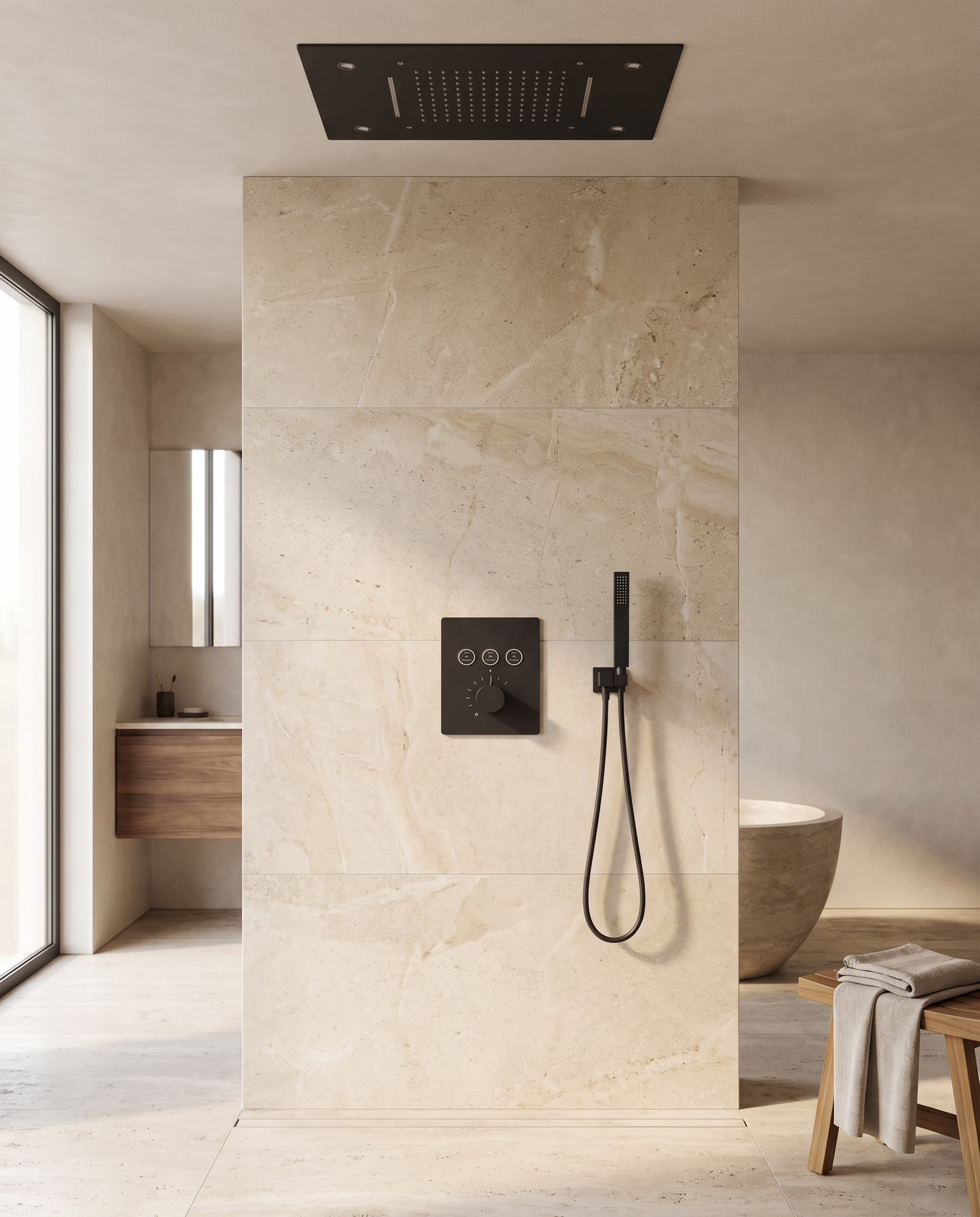 Colonne de douche Thermostatique Encastrée noir mat