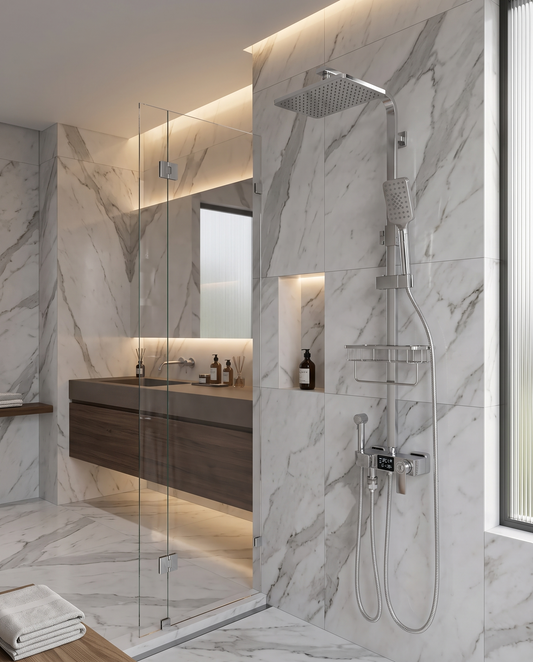 Colonne de douche avec mitigeur et douchette chrome