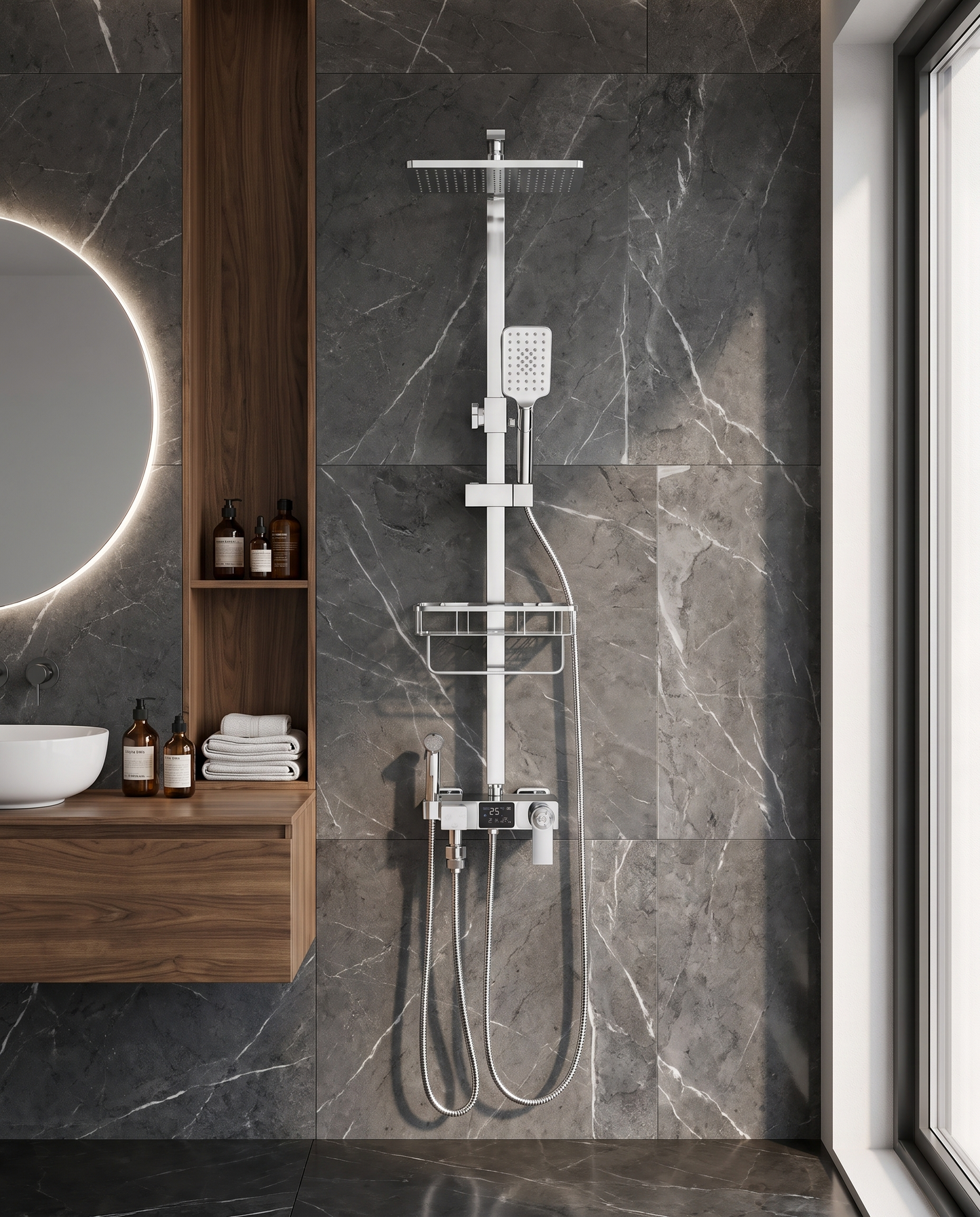 Colonne de douche avec mitigeur et douchette chrome
