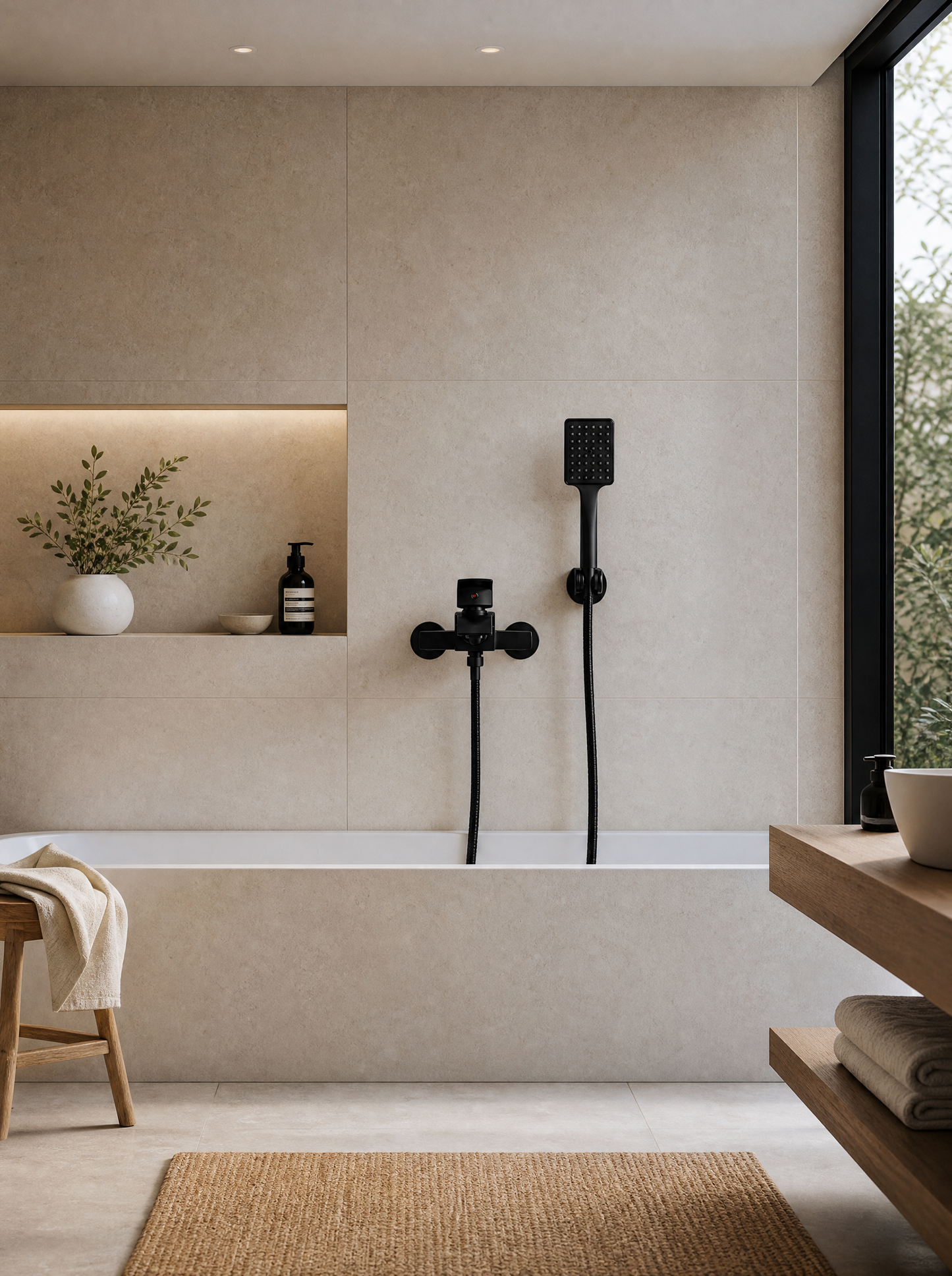 Colonne de douche baignoire Sami noir mat