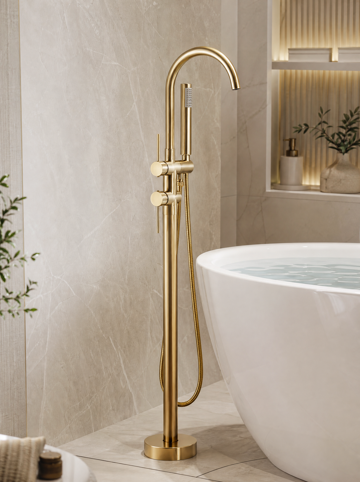 Colonne de douche baignoire Aylin or brossé