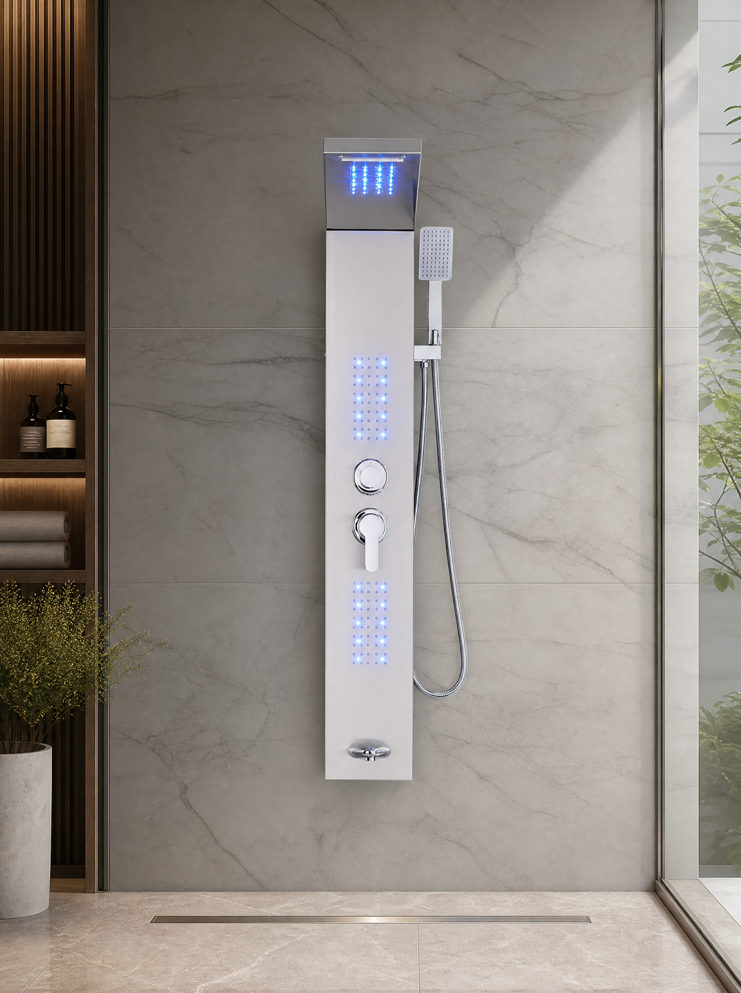 Colonne de douche hydromassante Rumi Chrome brossé