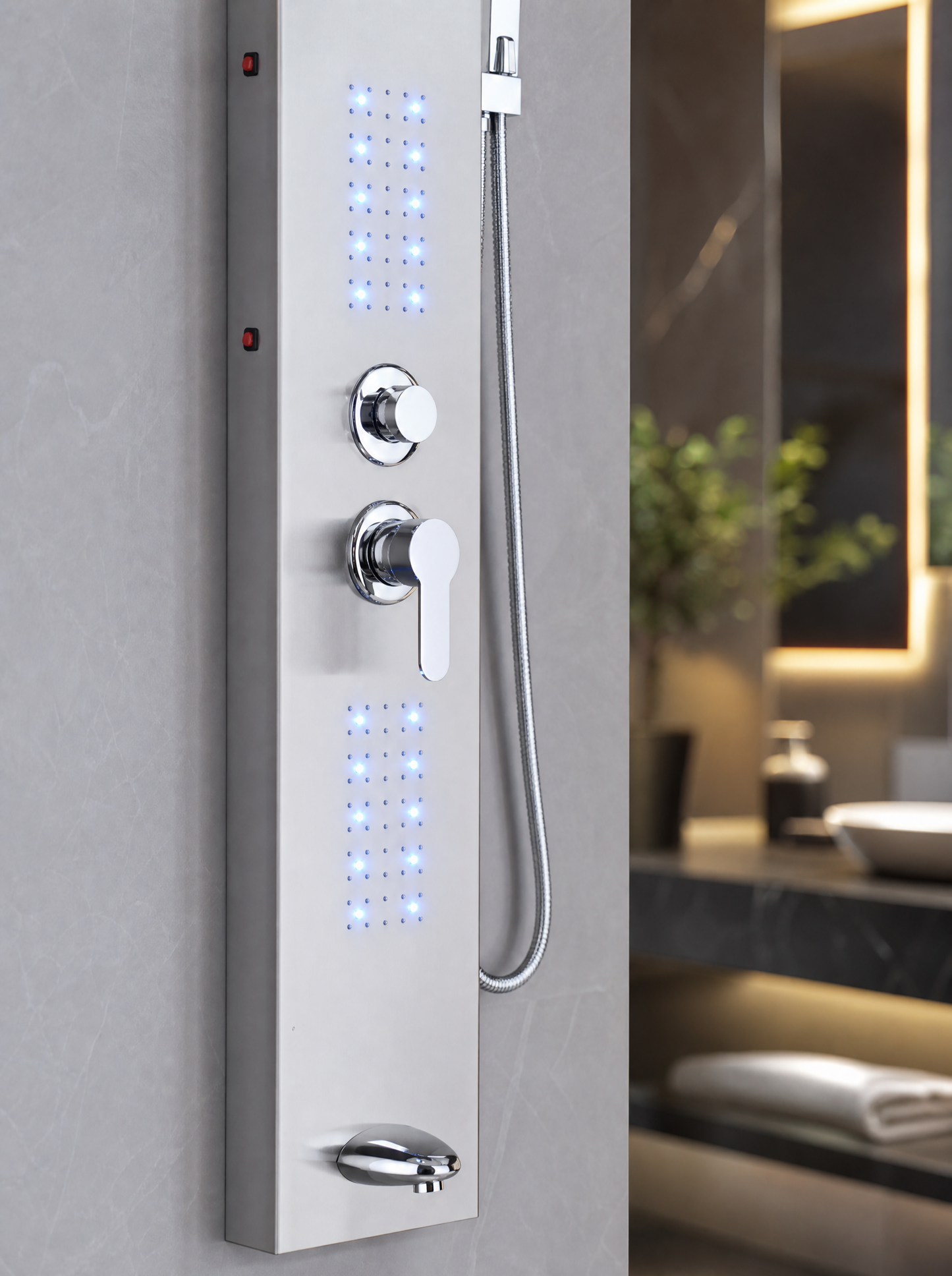 Colonne de douche hydromassante Rumi Chrome brossé